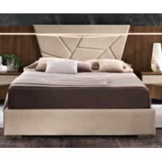 Saltarelli Emozioni Walnut Bed With Upholstered Headboard and Upholstered Sides