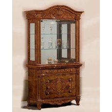 Saltarelli Versailles Walnut Vetrina 2/Doors Glass Cupboard with Drawers