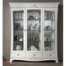 Saltarelli Giulia White Vetrina 3 Doors Glass Cupboard with Drawers. Saltarelli Giulia White Vetrina 3 Doors Glass Cupboard with Drawers.