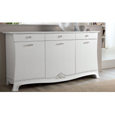 Saltarelli Giulia White 3 Doors Sideboard with Drawers. Saltarelli Giulia White 3 Doors Sideboard with Drawers.