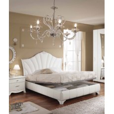 Saltarelli Giulia White Ottoman Bed with Upholstered sides and headboard. Saltarelli Giulia White Ottoman Bed with Upholstered sides and headboard.