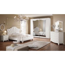 Saltarelli Giulia White Ottoman Bed with Upholstered sides and headboard.