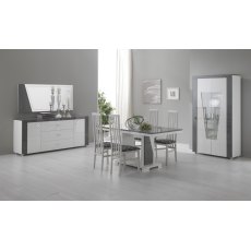 San Martino New Ascot 2 Door Sideboard with 3 Drawers in White and Grey High Gloss