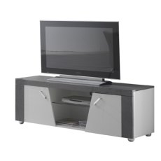 San Martino New Ascot White and Grey High Gloss TV Unit with Glass Shelf
