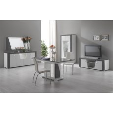 San Martino New Ascot White and Grey High Gloss TV Unit with Glass Shelf