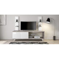 Status Treviso Grey 4 Door LCD Unit (2 Wooden + 2 Open) Status Treviso Grey 4 Door LCD Unit (2 Wooden + 2 Open)