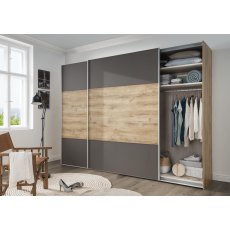 Wiemann Portland 2 Door Sliding Wardrobe Front with Cross Trim in Highlight Carcase Colour