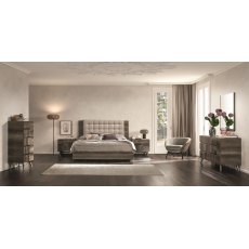 Status Medea Vintage Oak Bed Frame With Upholstered Headboard