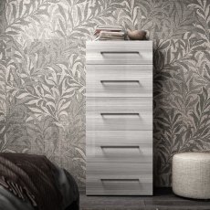 Status Mia Silver Grey 5 Drawer Tall Chest