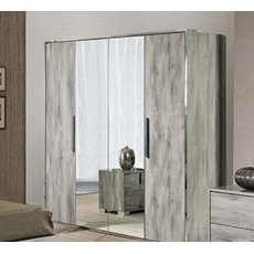 H2O Design Serena Light Grey 4 Door Wardrobe (2 Central Mirrors)