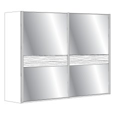 2 Door Sliding Wardrobe with Pebble Grey Glass, all doors with 5 Panels