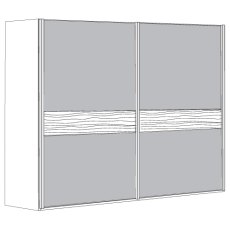 3 Door Sliding Wardrobe with 1 Centre Crystal Mirror and 2 Pebble Grey Glass with 2 Panels
