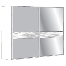 3 Door Sliding Wardrobe with 1 Centre Crystal Mirror and 2 Pebble Grey Glass with 2 Panels