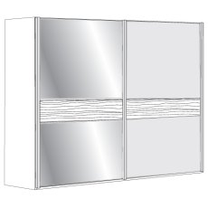 2 Door Sliding Wardrobe with Havana Glass, all doors with 2 Panels