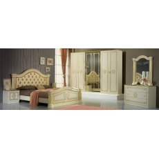 Ben Company New Serena Beige & Gold Bed Room Group with 6 Door Wardrobe