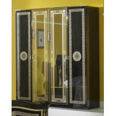 Ben Company New Serena Black & Gold Bed Room Group with 4 Door Wardrobe