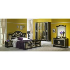 Ben Company New Serena Black & Gold Bed Room Group with 6 Door Wardrobe