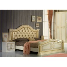 Ben Company New Serena Beige & Gold Padded Headboard Bed Ben Company New Serena Beige & Gold Padded Headboard Bed