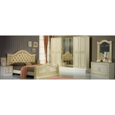 Ben Company New Serena Beige & Gold Padded Headboard Bed