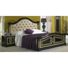 Ben Company New Serena Black & Gold Padded Headboard Bed