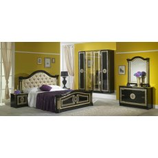 Ben Company New Serena Black & Gold Padded Headboard Bed