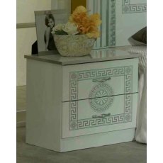 Ben Company New Serena White & Silver Night Table