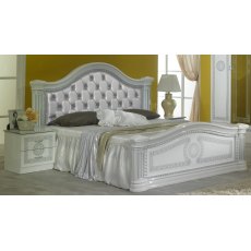Ben Company New Serena White & Silver Padded Headboard Bed Ben Company New Serena White & Silver Padded Headboard Bed