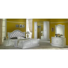 Ben Company New Serena White & Silver Padded Headboard Bed