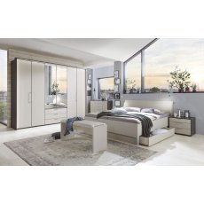 Wiemann Glasgow 300 cm 6 Door 3 drawers 100cm in White Glass with 2 Crystal Mirror Door Combi Wardrobes Wiemann Glasgow 300 cm 6 Door 3 drawers 100cm in White Glass with 2 Crystal Mirror Door Combi Wardrobes