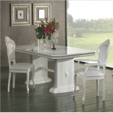 Ben Company New Venus White & Silver Dining Set with Rectangular Table