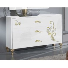 Ben Company Sofia White and Gold Night 3 Drawers Dresser Ben Company Sofia White and Gold Night 3 Drawers Dresser