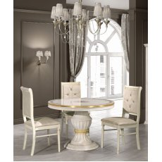 H2O Design Aurora Beige and Gold Round Extendable Table