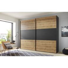 Wiemann Korfu 200 cm 2 Door Sliding Wardrobe with Center Panel in Carcase colour and Front in Bianco Oak Finish Wiemann Korfu 200 cm 2 Door Sliding Wardrobe with Center Panel in Carcase colour and Front in Bianco Oak Finish