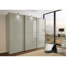 Wiemann Westside 2-225 cm  VIP 3 Door Sliding Wardrobe With Pebble Grey Glass and 2 Panels With Synchronous Opening Wiemann Westside 2-225 cm  VIP 3 Door Sliding Wardrobe With Pebble Grey Glass and 2 Panels With Synchronous Opening