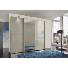 Wiemann Westside -VIP-225 cm3 Door Sliding Wardrobe With Pebble Grey Glass And Mirror And Two Panels Wiemann Westside -VIP-225 cm3 Door Sliding Wardrobe With Pebble Grey Glass And Mirror And Two Panels