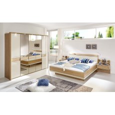 Wiemann Wega  250 cm 5 Doors 3 Doors Parsol Bronze Mirrored Door and 2 Champagne Glass Doors with Plain Cross Trim Hinged Wardrobe