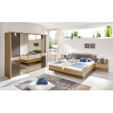 Wiemann Wega 250 cm  5 Doors 3 Parsol Bronze Mirror and 2 Havana Glass Door With Plain Cross Trim