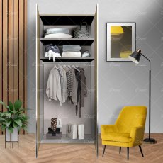 Wiemann Bari of width 100cm hinged-door wardrobe without cornice with handles in chrome/slate