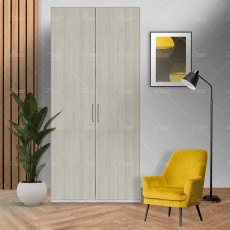 Wiemann Bern of width 100cm hinged-door wardrobe without cornice, with handles in silver/slate Wiemann Bern of width 100cm hinged-door wardrobe without cornice, with handles in silver/slate