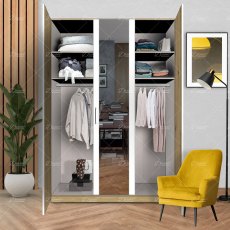 Wiemann Bern of width 150cm hinged-door wardrobe without cornice, with handles in silver/slate