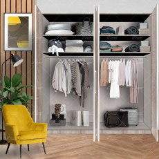 Wiemann Bern of width 200cm hinged-door wardrobe without cornice, with handles in silver/slate