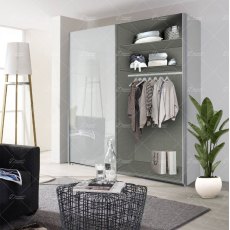 Wiemann Bern of width 200cm sliding door wardrobe without cornice, with handles in silver/slate