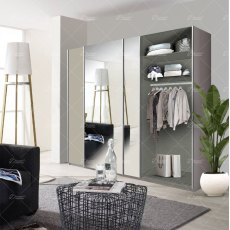 Wiemann Bern of width 225cm sliding door wardrobe without cornice, with handles in silver/slate