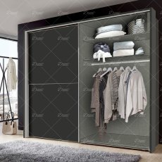 Wiemann Berlin sliding door wardrobe of width 150cm, handles in silver/slate