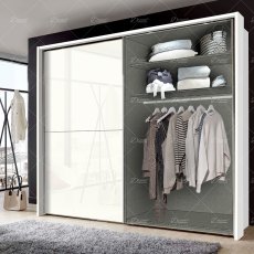 Wiemann Berlin sliding door wardrobe of width 200cm with handles in silver/slate