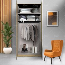 Wiemann Asmara hinged-door wardrobe of width 100cm without cornice, with handles in chrome/slate