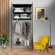 Wiemann Berlin of width 100cm hinged-door wardrobe without cornice, with handles in silver/slate