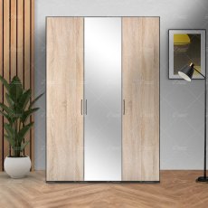 Wiemann Berlin of width 150cm hinged-door wardrobe without cornice, with handles in silver/slate Wiemann Berlin of width 150cm hinged-door wardrobe without cornice, with handles in silver/slate