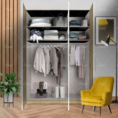 Wiemann Berlin of width 150cm hinged-door wardrobe without cornice, with handles in silver/slate