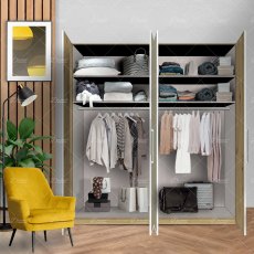 Wiemann Berlin hinged-door wardrobe of width 200cm without cornice, with handles in silver/slate